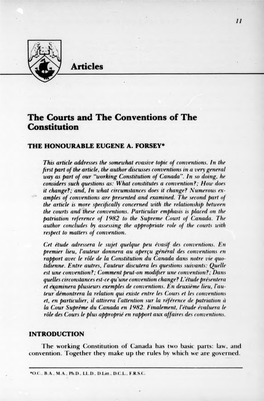 Articles the Courts and the Conventions of the Constitution