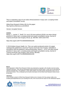 Low-Value Clinical Practices in Injury Care: a Scoping Review and Expert Consultation Survey