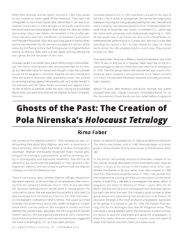 Ghosts of the Past: the Creation of Pola Nirenska's Holocaust Tetralogy