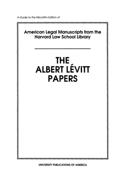 The Albert Levitt Papers