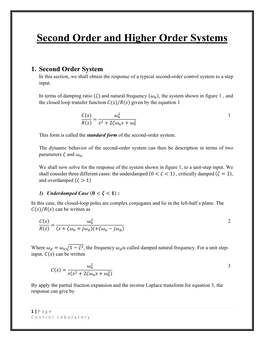 Second Order System and Higher Order