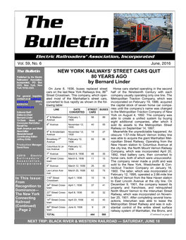 The Bulletin NEW YORK RAILWAYS’ STREET CARS QUIT