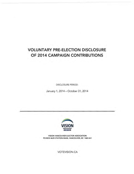 Voluntary Pre-Election Disclosure of 2014 Campaign Contributions