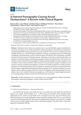 Is Internet Pornography Causing Sexual Dysfunctions? a Review with Clinical Reports
