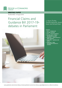 Financial Claims and Guidance Bill 2017-19- Debates in Parliament