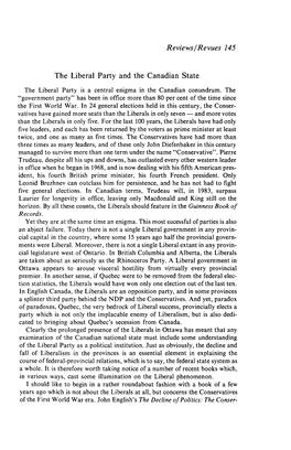 Reviews / Revues 145 the Liberal Party and the Canadian State