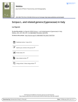 Scirpus L. and Related Genera (Cyperaceae) in Italy