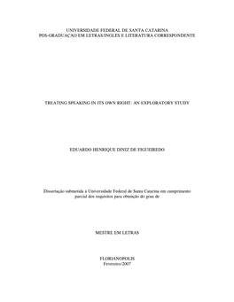 Universidade Federal De Santa Catarina Pós-Graduação Em Letras/Inglês E Literatura Correspondente