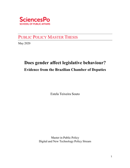 Does Gender Affect Legislative Behaviour? Evidence from the Brazilian Chamber of Deputies