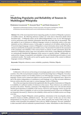 Modeling Popularity and Reliability of Sources in Multilingual Wikipedia