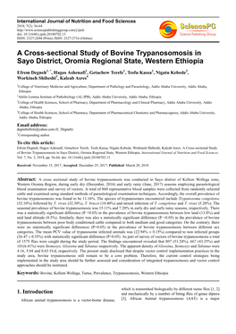 A Cross-Sectional Study of Bovine Trypanosomosis in Sayo District, Oromia Regional State, Western Ethiopia