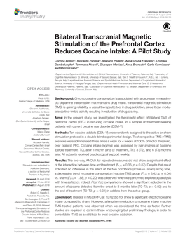 Bilateral Transcranial Magnetic Stimulation of the Prefrontal Cortex Reduces Cocaine Intake: a Pilot Study