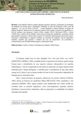 Uma Volta Pela Gália Com Astérix: Aspectos Culturais E Estratégias De Tradução