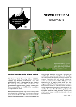 NEWSLETTER 54 LEICESTERSHIRE January 2016 ENTOMOLOGICAL SOCIETY