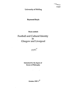 Rr. Football and Cultural Identity in Glasgow and Liverpool
