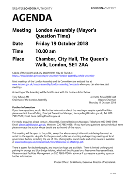 (Public Pack)Agenda Document for London Assembly (Mayor's