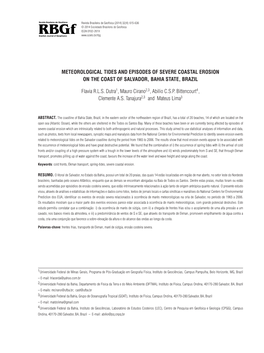 Meteorological Tides and Episodes of Severe Coastal Erosion on the Coast of Salvador, Bahia State, Brazil