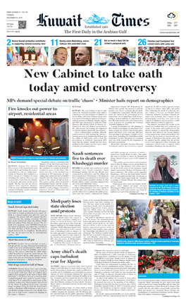 New Cabinet to Take Oath Today Amid Controversy