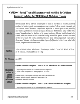 Revised Treaty of Chaguaramas Which Established the Caribbean Community Including the CARICOM Single Market and Economy