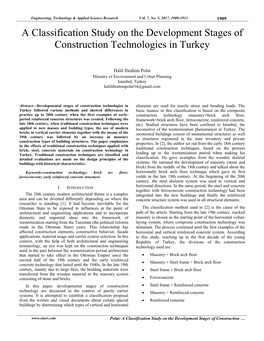 A Classification Study on the Development Stages of Construction Technologies in Turkey