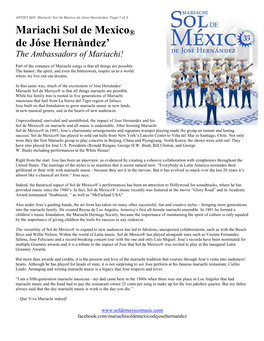 Mariachi Sol De Mexico® De Jóse Hernàndez'
