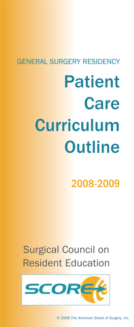 SCORE Patient Care Curriculum Outline