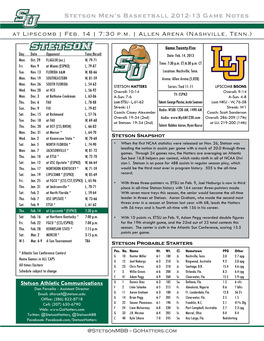 Stetson Men's Basketball 2012-13 Game Notes