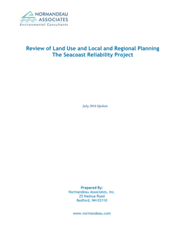 Review of Land Use and Local and Regional Planning the Seacoast