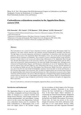 Carboniferous Echinoderm Zonation in the Appalachian Basin, Eastern USA