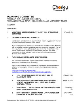 (Public Pack)Pack for Hybrid Meeting Agenda Supplement for Planning Committee, 11/08/2020 18:30