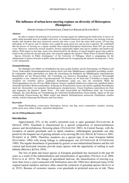 The Influence of Urban Lawn Mowing Regimes on Diversity of Heteroptera (Hemiptera)