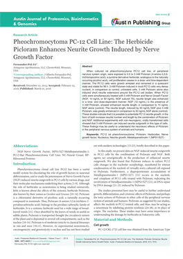 Pheochromocytoma PC-12 Cell Line: the Herbicide Picloram Enhances Neurite Growth Induced by Nerve Growth Factor