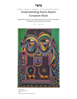 Understanding Pacita Abad's European Mask Maggie Hills, Tate.Com, April 1, 2021
