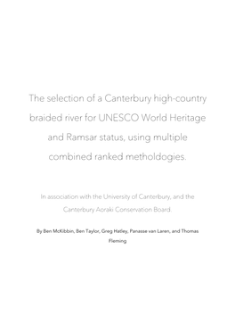 The Selection of a Canterbury High-Country Braided River for UNESCO World Heritage