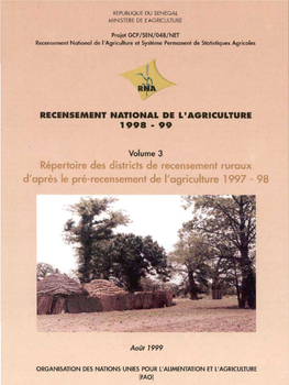 Repertoire Des Districts De Recensement Ruraux D'apr;,S Le Pre-Recensement De I' Agriculture 1997 - 98