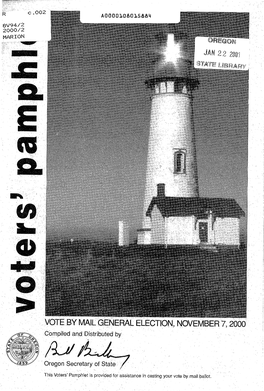 Voters' Pamphlet General Election November 2000