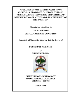 Dissertation Submitted to in Partial Fulfillment for the Award of The