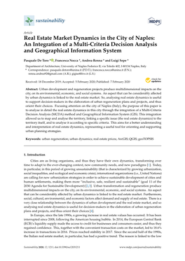 Real Estate Market Dynamics in the City of Naples: an Integration of a Multi-Criteria Decision Analysis and Geographical Information System