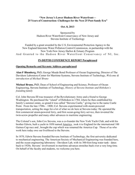 “New Jersey's Lower Hudson River Waterfront— 25 Years of Construction: Challenges for the Next 25 Post-Sandy Era” Oct. 8