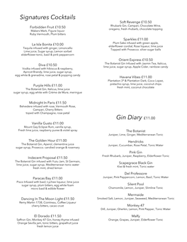 Signatures Cocktails Gin Diary £11.00