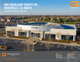 905 Highland Pointe Dr., Roseville, Ca 95678 Investment Purchase Or Owner User