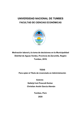 Universidad Nacional De Tumbes Facultad De Ciencias Económicas