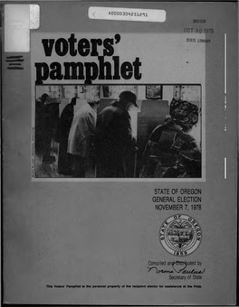 Oct 30 1978 State of Oregon General Election