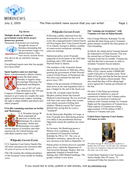 July 2, 2005 the Free-Content News Source That You Can Write! Page 1