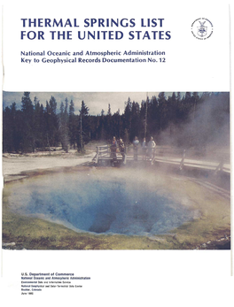 Thermal Springs List for the United States, 1980