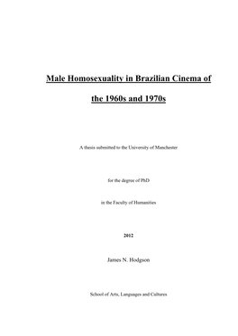 Male Homosexuality in Brazilian Cinema of the 1960S and 1970S That Addresses Problems in the Extant Scholarship