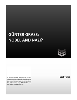 Günter Grass: Nobel and Nazi?