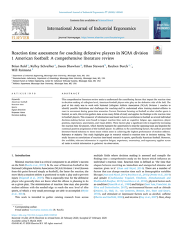 Reaction Time Assessment for Coaching Defensive Players in NCAA Division 1 American Football: a Comprehensive Literature Review