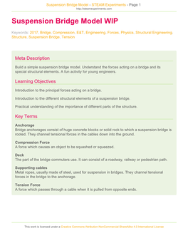 Suspension Bridge Model | STEAM Experiments