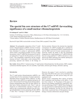 Review the Special Sm Core Structure of the U7 Snrnp